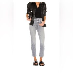 MOTHER The Button Fly Dazzler Ankle Jeans Shadows In The Grass Gray Size 26